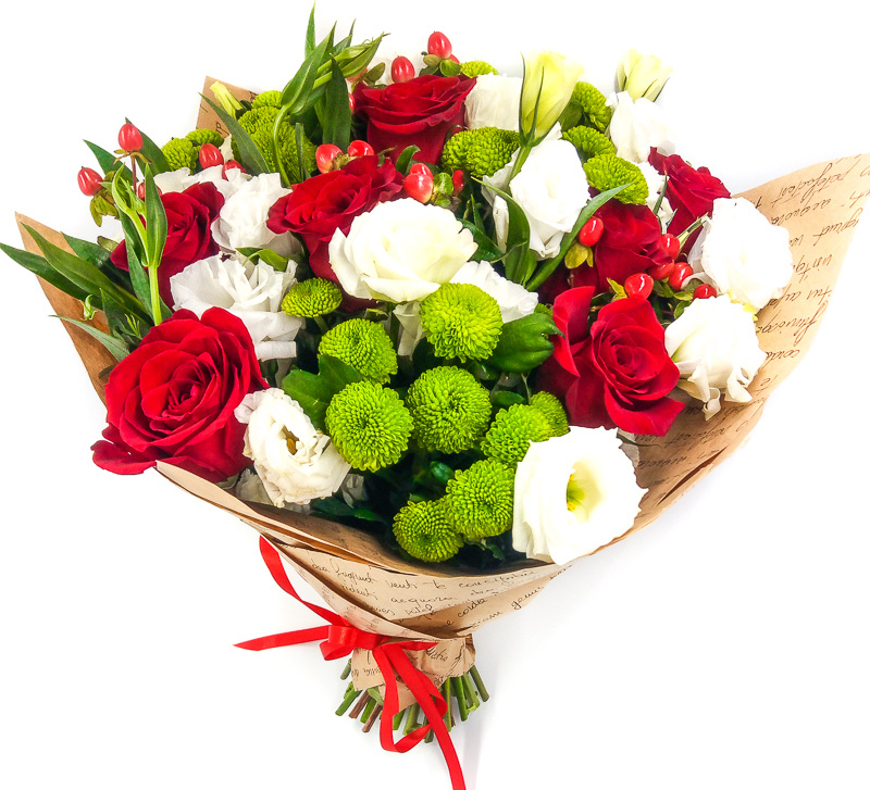 Букет из эустомы и роз Букет «Благородный вкус»